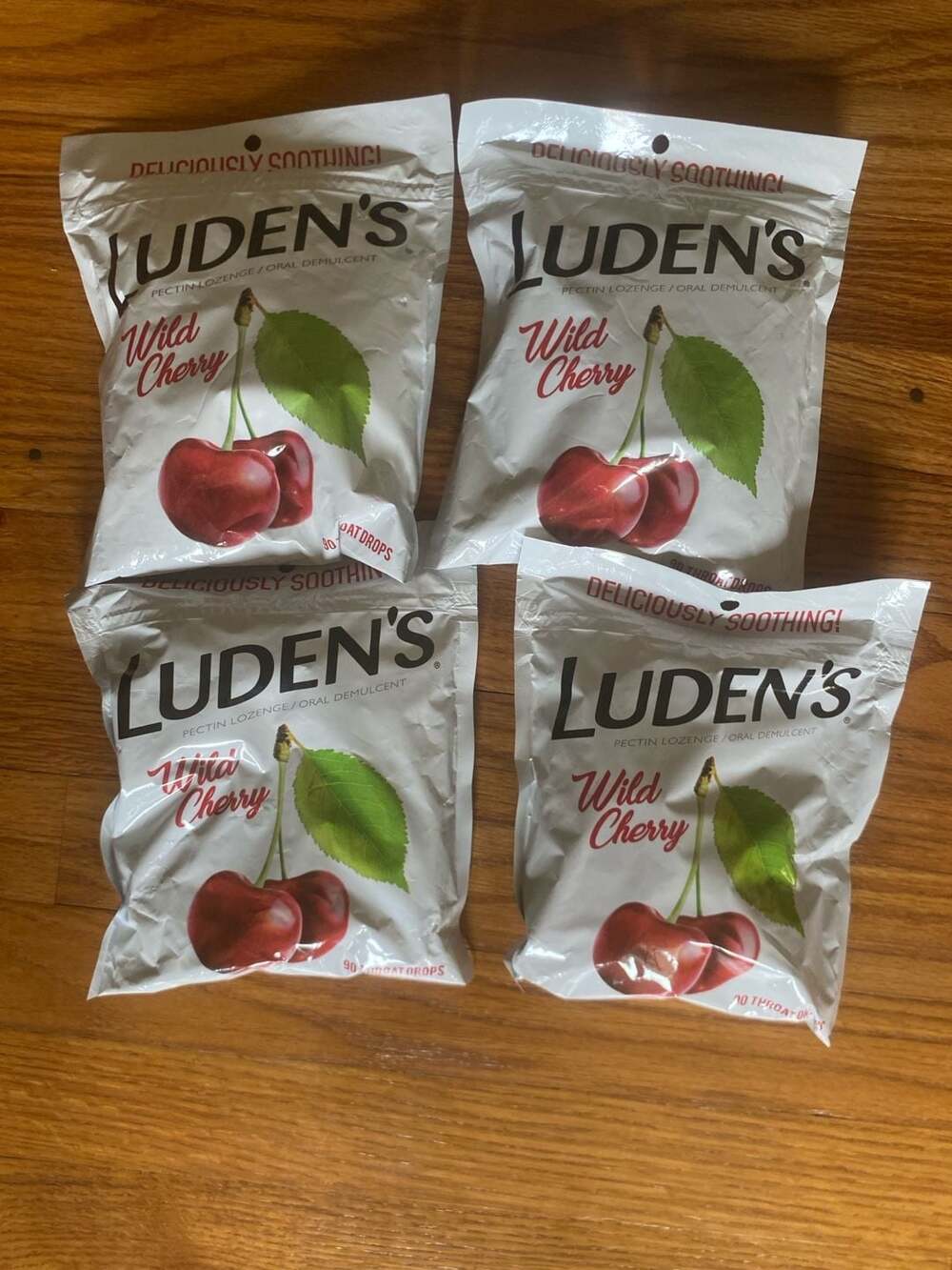 4 pack) Luden's Sore Throat Drops, For Minor Sore Throat Relief, Wild Cherry, 30